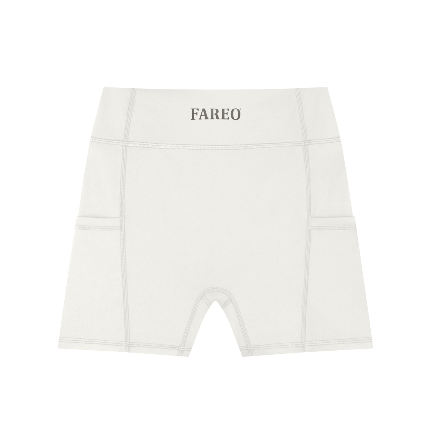 Women's FAREO Core™ Shorts, black athletic shorts with a high waistband, stretchy fabric, and FAREO branding.