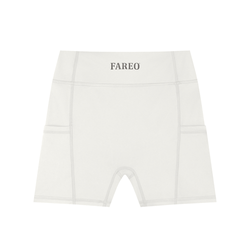 Women's FAREO Core™ Shorts, black athletic shorts with a high waistband, stretchy fabric, and FAREO branding.